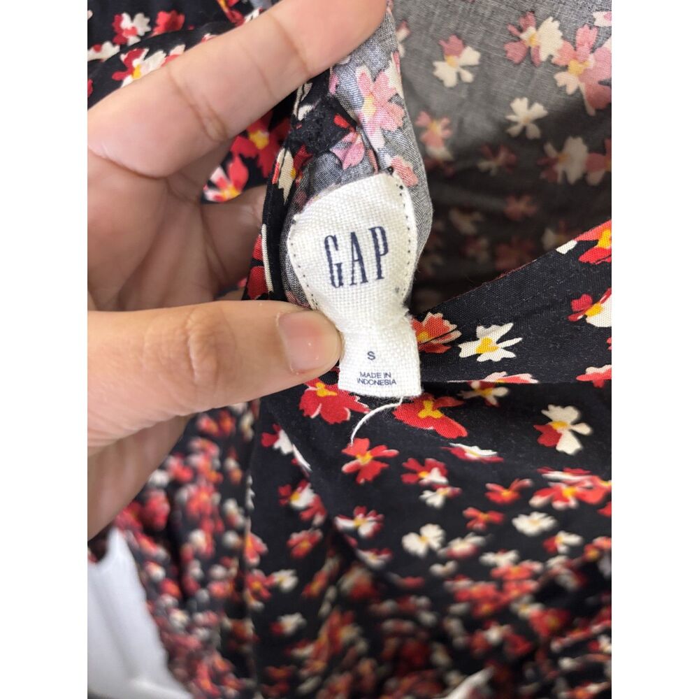 Gap Black Floral V-Back Mini Shift Dress Size Small - Picture 3 of 4